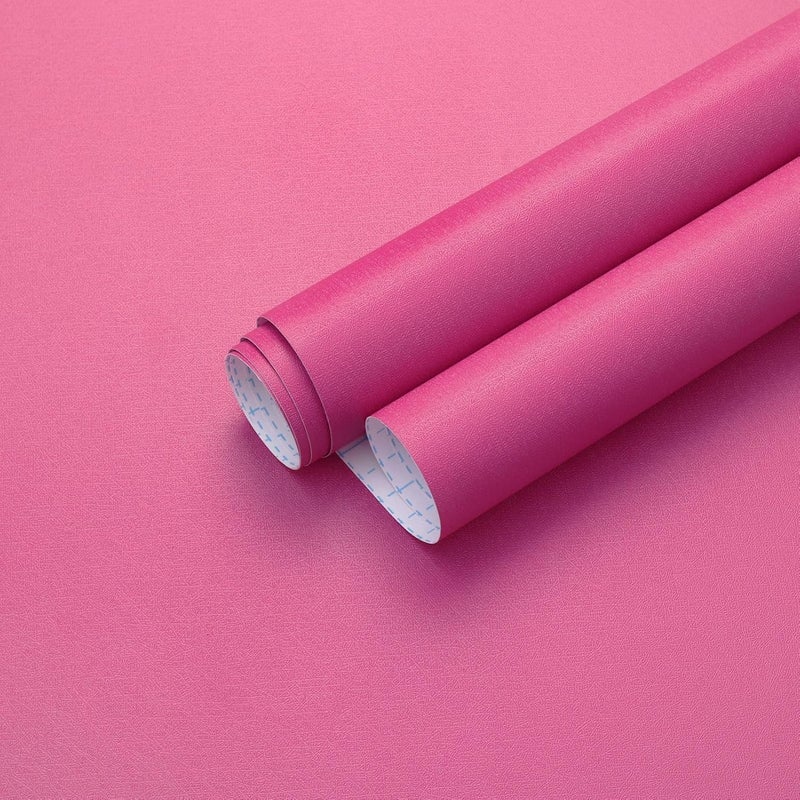 Ismoon 17.7inx118in Pink Wallpaper Peel and Stick Wallpaper Pink Contact Paper Waterproof Removable Self-Adhesive Renter Friendly Bathroom for Cabinets Decor Vinyl - Image 1